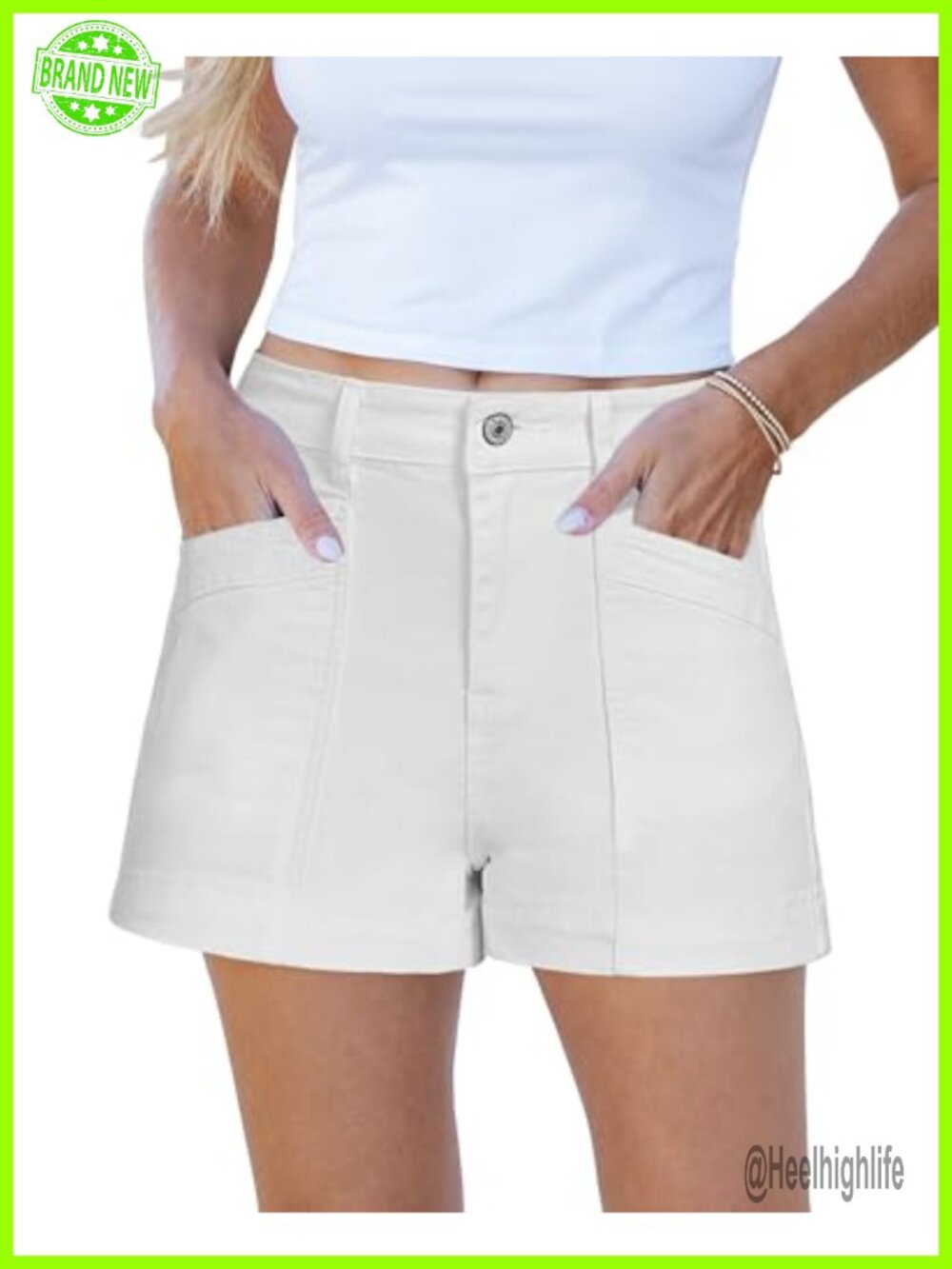 High Waisted Stretchy Denim Jean Shorts Distressed Cut Off Pockets